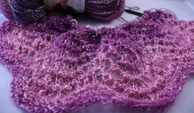 Feather and Fan Knitted Shawl