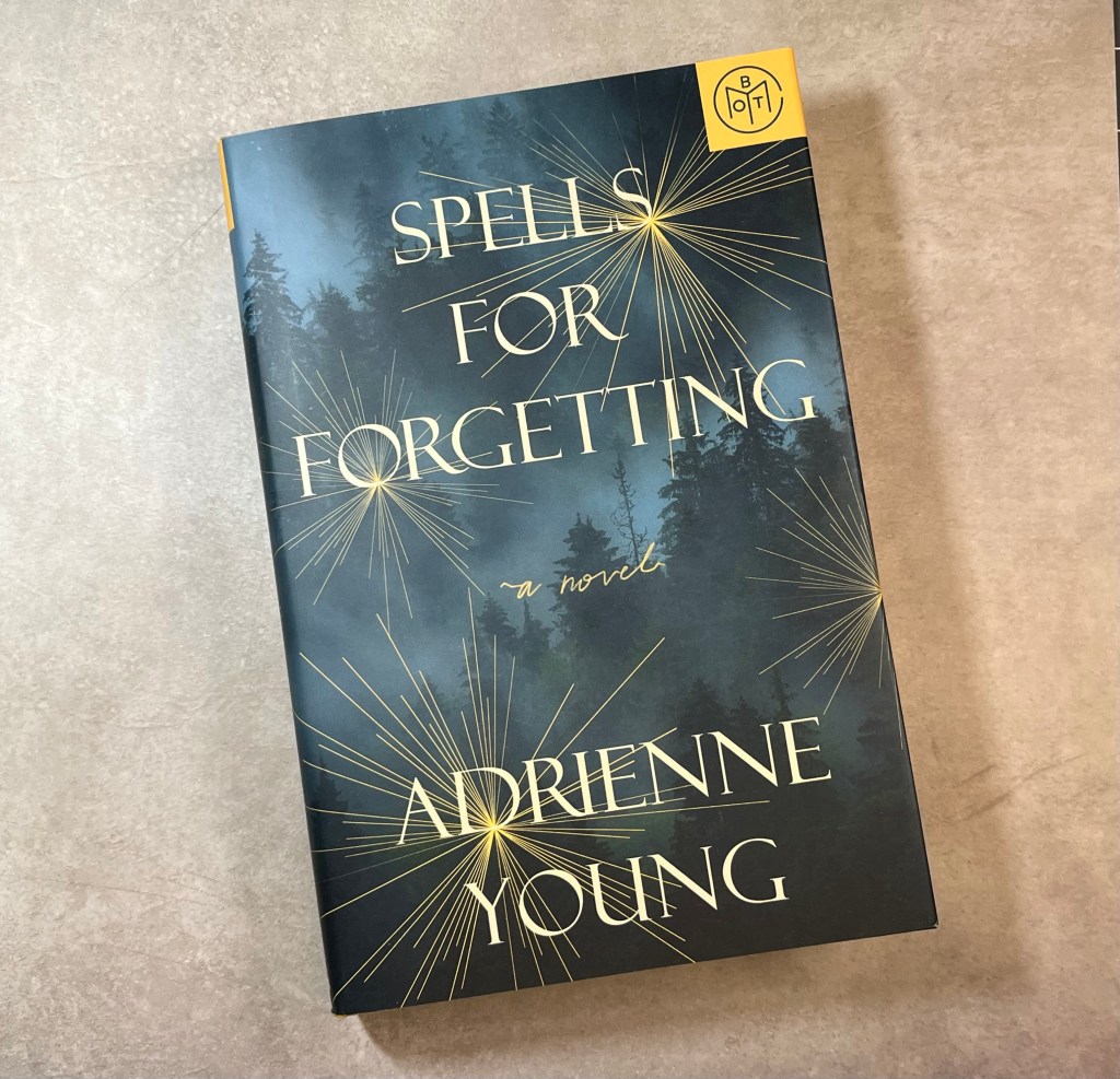Book Spells for Forgetting by Adrienne Young on beige background