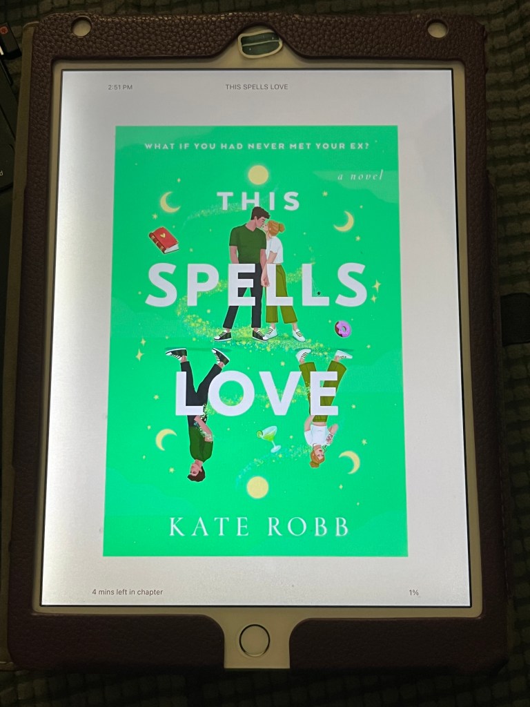iPad showing cover of This Spells Love by Kate Robb