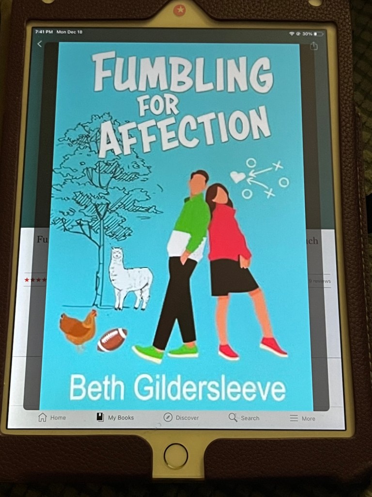 iPad showing the cover of Fumbling for Affection by Beth Gildersleeve