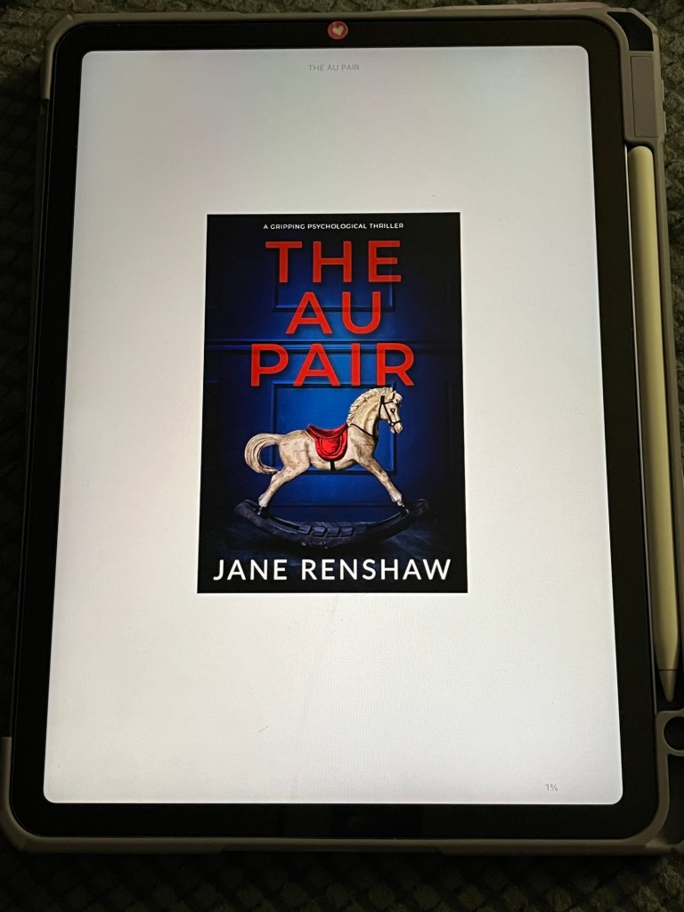 iPad showing cover of The Au Pair by Jane Renshaw