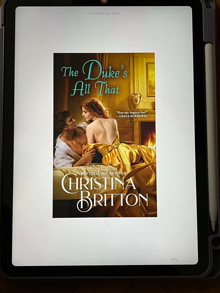 iPad showing cover of The Duke’s All That by Christina Britton