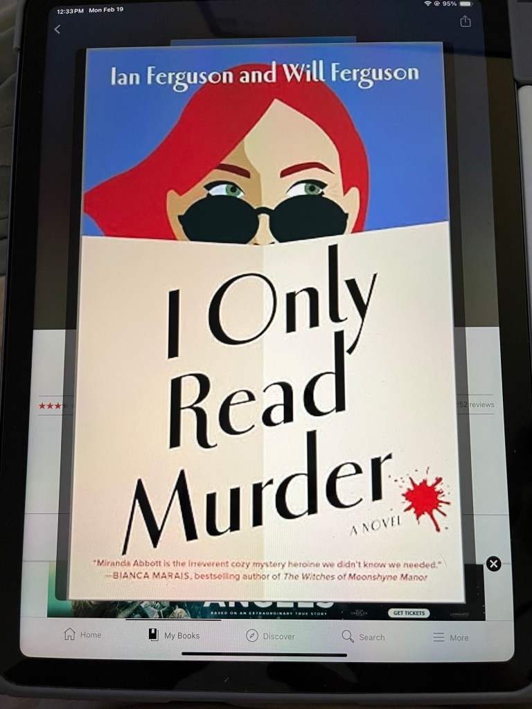 iPad showing cover of I Only Read Murder by Ian Ferguson and Will Ferguson 