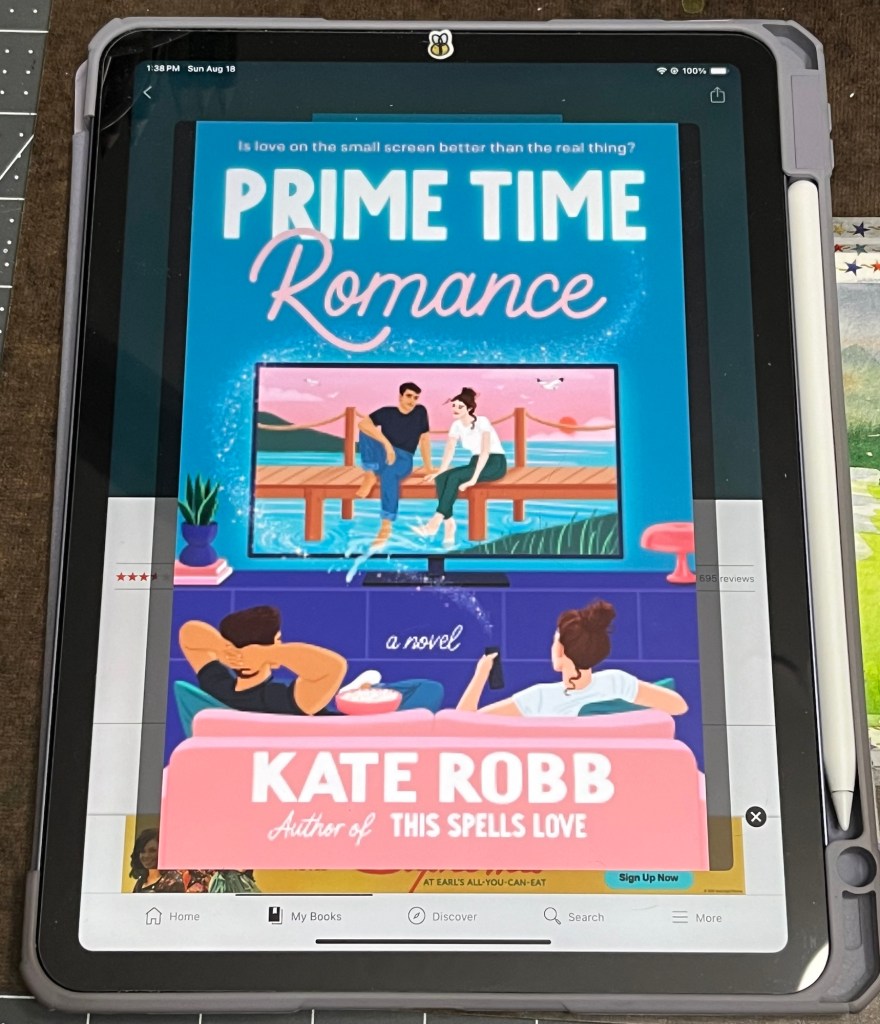 iPad showing the cover of Prime Time Romance by Kate Robb