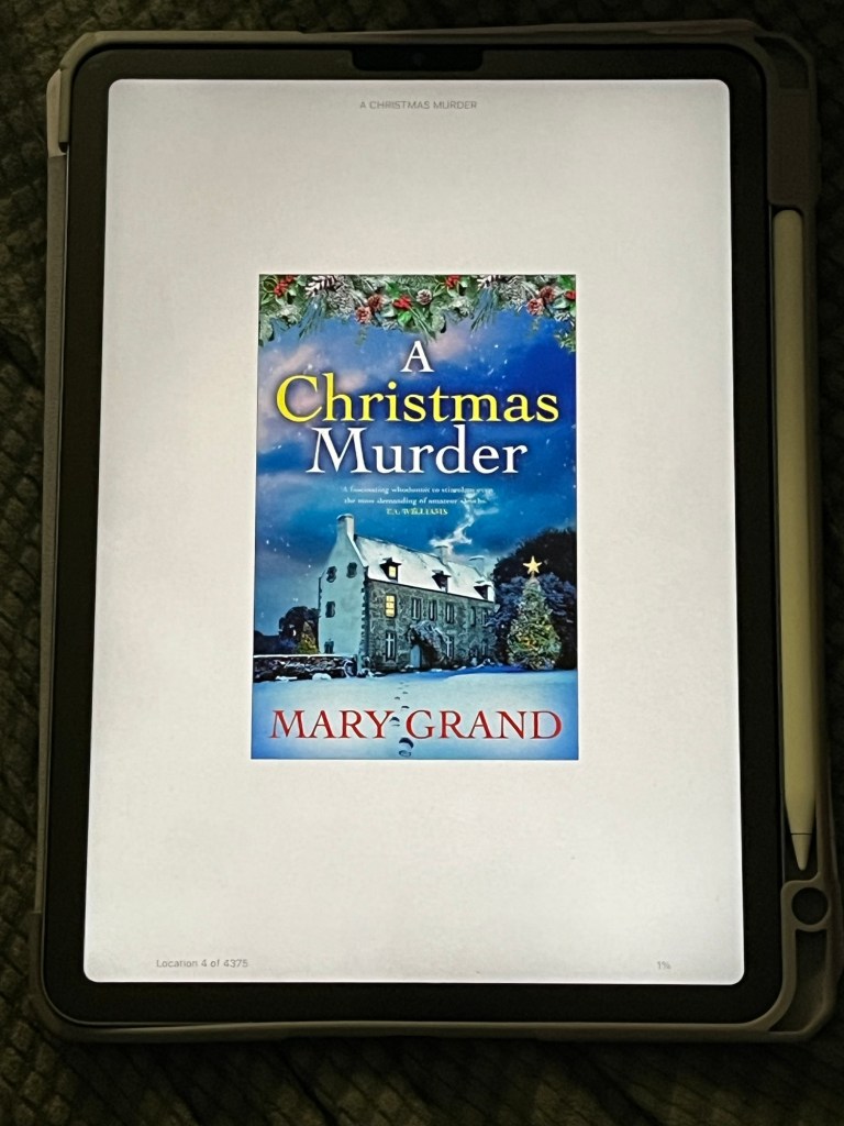 iPad showing cover of A Christmas Murder by Mary Grand