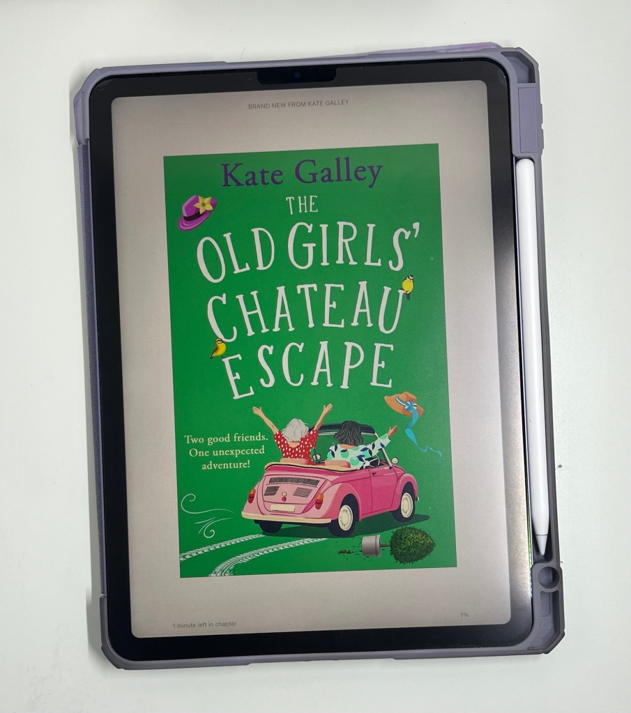 iPad showing cover of The Old Girls’ Chateau Escape by Kate Galley